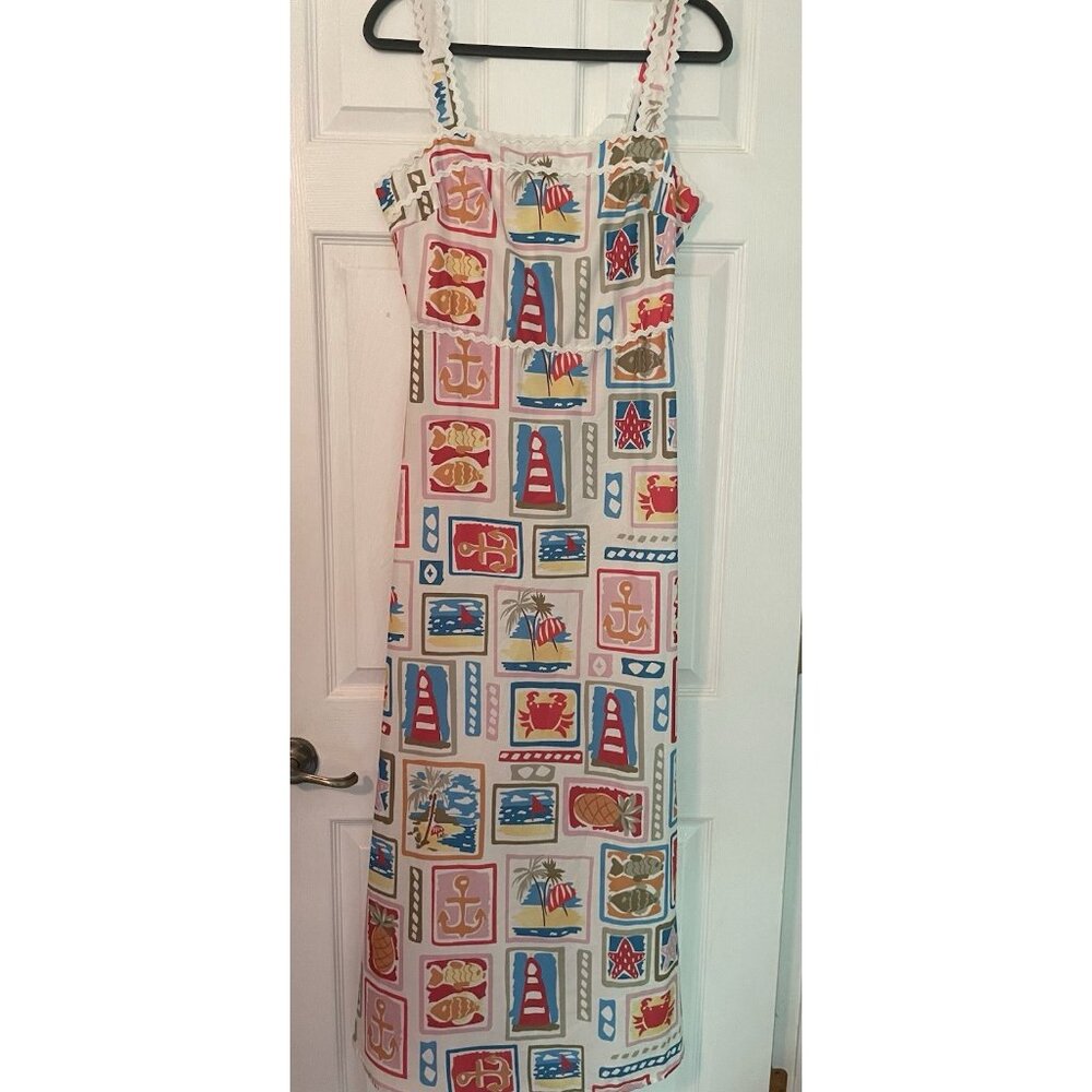Sleeveless Maxi Dress in Multi Nautical Print